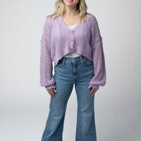 IN STOCK Callie Cropped Cardigan - Lavender FINAL SALE