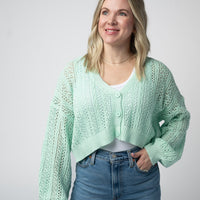 IN STOCK Callie Cropped Cardigan - Mint FINAL SALE