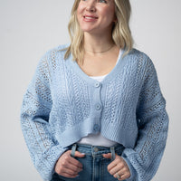 IN STOCK Callie Cropped Cardigan - Sky Blue FINAL SALE