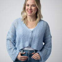 IN STOCK Callie Cropped Cardigan - Sky Blue FINAL SALE