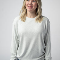 IN STOCK Corrine Ribbed Pullover Top - Light Grey