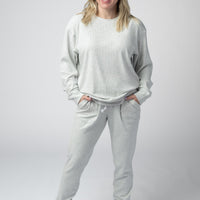 IN STOCK Corrine Ribbed Pullover Top - Light Grey