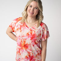 IN STOCK Raelynn V-Neck Top - Sunset Tropical Floral