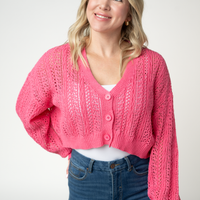 IN STOCK Callie Cropped Cardigan - Pink FINAL SALE