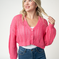 IN STOCK Callie Cropped Cardigan - Pink FINAL SALE