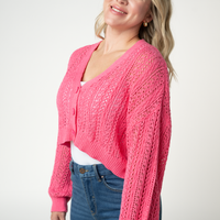 IN STOCK Callie Cropped Cardigan - Pink FINAL SALE