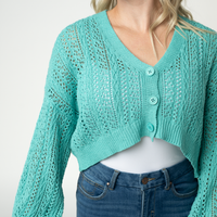 IN STOCK Callie Cropped Cardigan - Aqua FINAL SALE