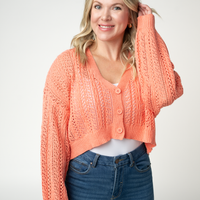 IN STOCK Callie Cropped Cardigan - Melon FINAL SALE