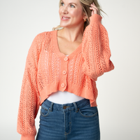 IN STOCK Callie Cropped Cardigan - Melon FINAL SALE