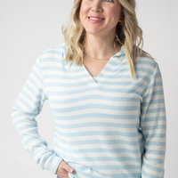 IN STOCK Amelia Striped Hoodie - Sky Blue