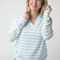 IN STOCK Amelia Striped Hoodie - Sky Blue