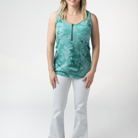 IN STOCK Mila Zipper Tank - Teal Tie Dye