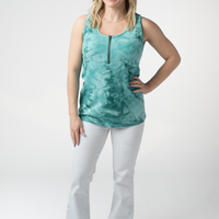 IN STOCK Mila Zipper Tank - Teal Tie Dye