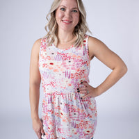 IN STOCK Renee Ruffle Tank Top - Coral Sunset Floral