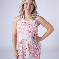 IN STOCK Renee Ruffle Tank Top - Coral Sunset Floral FINAL SALE