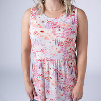 IN STOCK Renee Ruffle Tank Top - Coral Sunset Floral FINAL SALE