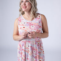 IN STOCK Renee Ruffle Tank Top - Coral Sunset Floral FINAL SALE