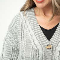 IN STOCK Cable Cardigan - Grey