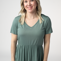 IN STOCK Sarah Ruffle Short Sleeve - Dusty Jade