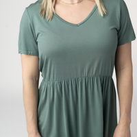 IN STOCK Sarah Ruffle Short Sleeve - Dusty Jade