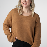 IN STOCK Crochet Sleeve Top - Camel