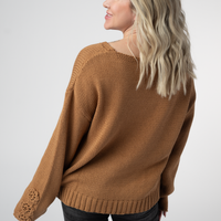 IN STOCK Crochet Sleeve Top - Camel