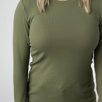 IN STOCK Reese Ribbed Long Sleeve Top - Olive