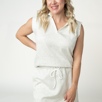 IN STOCK Luxe Collar Tank/Skort Set - Heathered Neutral