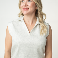 IN STOCK Luxe Collar Tank/Skort Set - Heathered Neutral