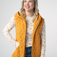 IN STOCK Heather Geometric Hooded Vest - Mustard
