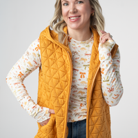 IN STOCK Heather Geometric Hooded Vest - Mustard