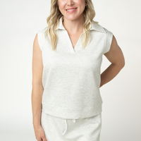 IN STOCK Luxe Collar Tank/Skort Set - Heathered Neutral