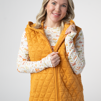 IN STOCK Heather Geometric Hooded Vest - Mustard