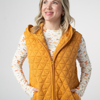 IN STOCK Heather Geometric Hooded Vest - Mustard