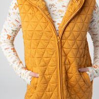 IN STOCK Heather Geometric Hooded Vest - Mustard