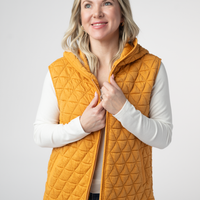 IN STOCK Heather Geometric Hooded Vest - Mustard
