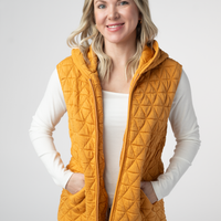 IN STOCK Heather Geometric Hooded Vest - Mustard