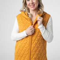 IN STOCK Heather Geometric Hooded Vest - Mustard