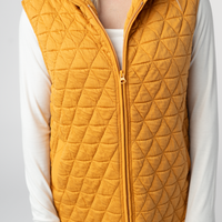 IN STOCK Heather Geometric Hooded Vest - Mustard