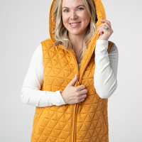 IN STOCK Heather Geometric Hooded Vest - Mustard