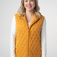 IN STOCK Heather Geometric Hooded Vest - Mustard