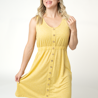 IN STOCK Beverly Button Dress - Yellow