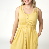 IN STOCK Beverly Button Dress - Yellow
