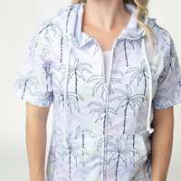 IN STOCK Short Sleeve Hoodie - Neon Palm Trees