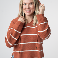 IN STOCK Maddie Striped Hoodie - Pumpkin Spice