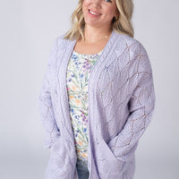 IN STOCK Open Knit Cardigan - Lavender