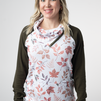 IN STOCK Classic Zoey ZipCowl Sweatshirt - Autumn Leaves and Olive