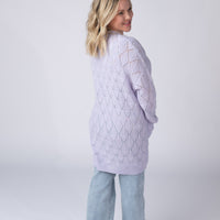 IN STOCK Open Knit Cardigan - Lavender