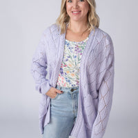 IN STOCK Open Knit Cardigan - Lavender