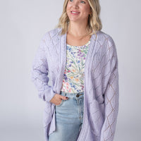 IN STOCK Open Knit Cardigan - Lavender